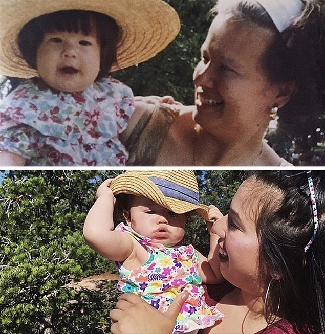 “1992 yılında annem ve ben vs 2016 yılında kızım ve ben.”