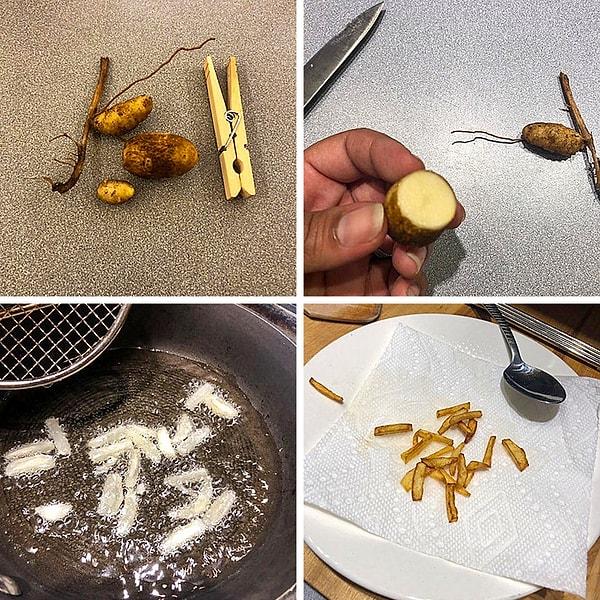 11. “Patates yetiştirmeye çalıştım, 10 hafta sonra bunu topladım. Güzel, bir şeyler atıştırdım...”