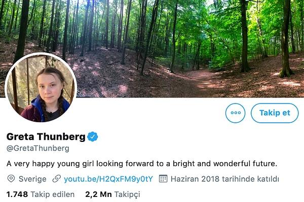 Thunberg, Twitter'daki kişisel bilgiler bölümünü Trump'ın sözü ile güncelledi.