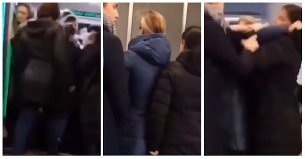 İddiaya göre daha önceden tartışmaya yaşadığı kadını durağa gelmekte olan metronun önüne itmeye çalışan kadın yürekleri ağızlara getirdi.