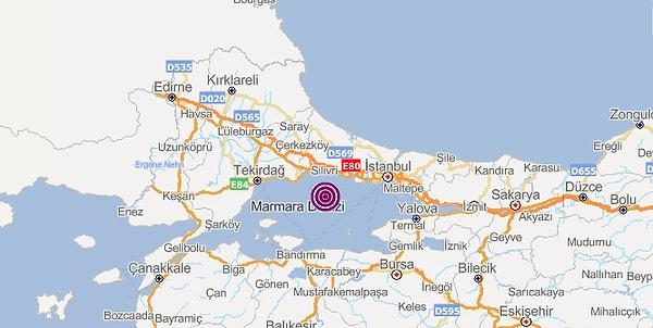Bu sabah yine Marmara Denizi'nde, saat 10:32'de 3.7 büyüklüğünde bir deprem meydana gelmişti.