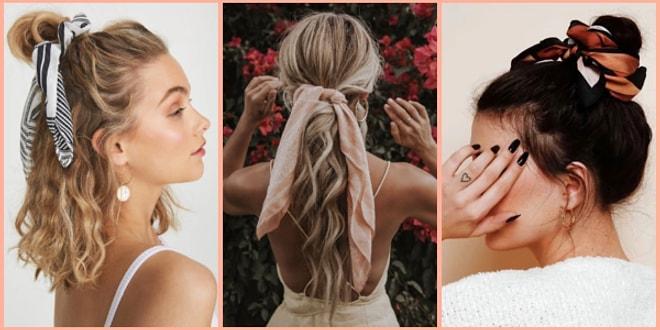 Hanımlar Dikkat! Sezonun Trendi Fularlı Saç Lastiklerinin Saçlarınızın Güzelliğine Güzellik Katacağının Kanıtı 19 Örnek