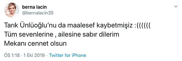 Sanatçılardan siyasilere kadar herkes sosyal medyada Tarık Ünlüoğlu'nun vefatından duyduğu üzüntüyü paylaşmıştı.