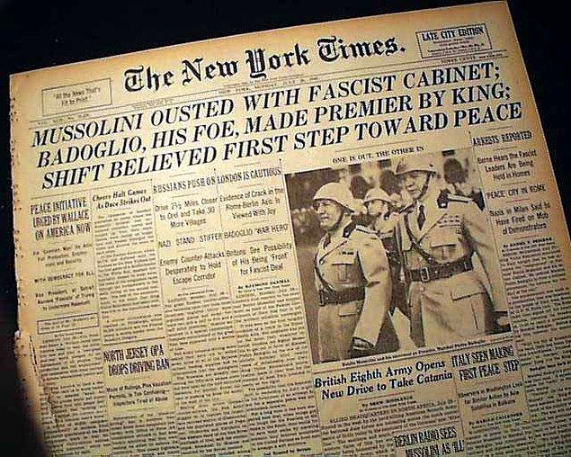 1943 - II. Dünya Savaşı: İtalya'da Mussolini'yi devirip başa geçen yeni Hükümet taraf değiştirdi ve Müttefik Devletler'le ittifak oluşturarak Almanya'ya savaş ilân etti.