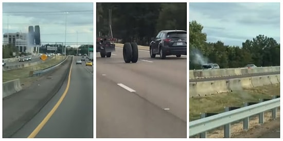 Kamyondan Fırlayan Dev Tekerlek Trafikte Ortalığı Birbirine Kattı