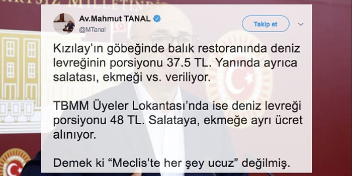 Meclis Lokantasında Balık Yemenin Pahalı Olduğunu Söyleyen Milletvekili Mahmut Tanal'a Tepkiler Gecikmedi