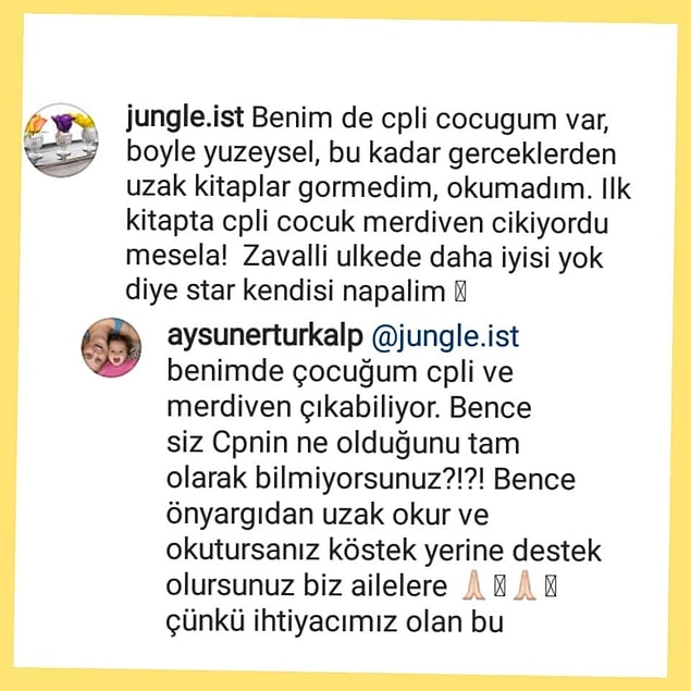 Kendisi de Serebral Palsi'li bir çocuğun annesi olduğunu söyleyen takipçi, Ceyda Düvenci'yi gerçeklerden uzak olmakla suçladı.