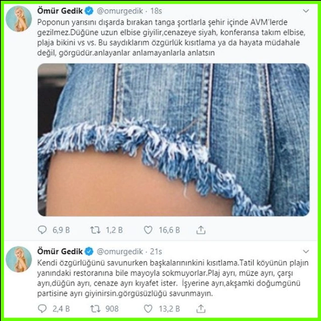 Ee haliyle de tepkilerin odağı olmuştu Ömür Gedik.