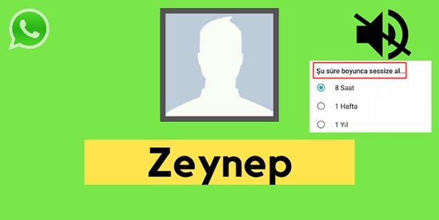 Seni WhatsApp'ta sessize alan kişi Zeynep!