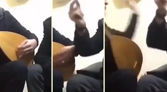 Bağlama Çalarken Oynamaya Başlayan Arkadaşına 'Hani Dertliydin' Diyerek Tokadı Yapıştıran Adam