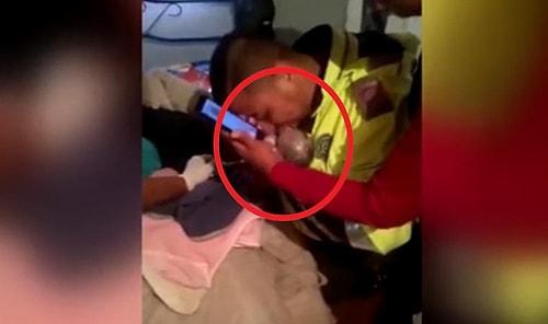 Evde Doğum Yapan Kadının Yaşam Belirtisi Göstermeyen Bebeğine Suni Teneffüs ile Hayatını Kurtaran Polis!