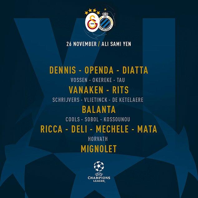Club Brugge'ün ilk 11'i de aşağıdaki isimlerden oluştu.