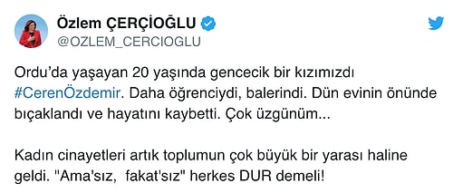 Ne Susacağız, Ne de Alışacağız! Sosyal Medyanın Gündemi, Bıçaklı Saldırı Sonucunda Yaşamını Yitiren #CerenÖzdemir