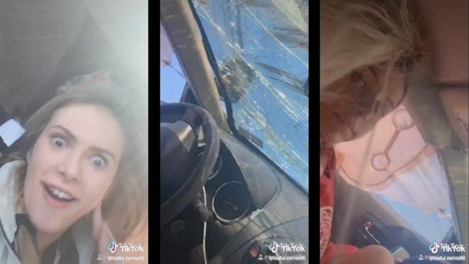 Trafik Kazası Geçirip Pert Olan Arabanın İçinde TikTok Videosu Çeken Kadınlar!