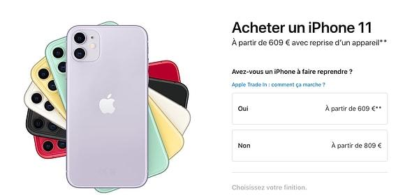 1. Iphone 11 (609 € Fransa)