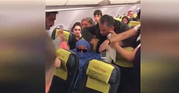 Kadının uçakta sigara yakması üzerine yolcular tahliye edildi. Kadın gözaltına alınırken, ilk ifadesinde "Şaka yaptım" dedi.