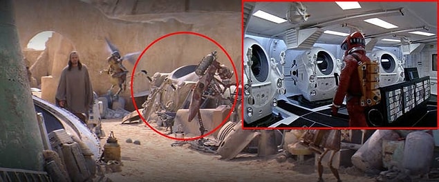 18. The Phantom Menace'ta, Watto'nun hurdalığında bir EVA kapsülü görebilirsiniz. Kapsül, 2001: A Space Odyssey'de meşhur olmuştu.