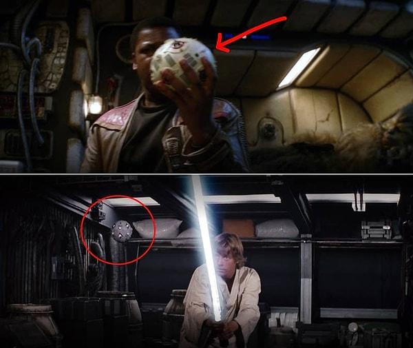 19. The Force Awakens'da Finn, Chewie için ilk yardım çantası ararken beyaz bir küre buluyor. Uzaktan kontrol edilen bu küre, A New Hope'ta Luke'un eğitimi sırasında kullanılmıştı.