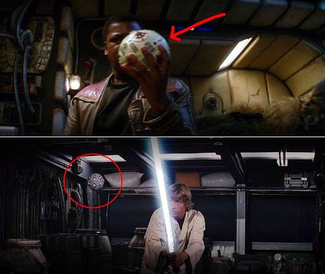 19. The Force Awakens'da Finn, Chewie için ilk yardım çantası ararken beyaz bir küre buluyor. Uzaktan kontrol edilen bu küre, A New Hope'ta Luke'un eğitimi sırasında kullanılmıştı.