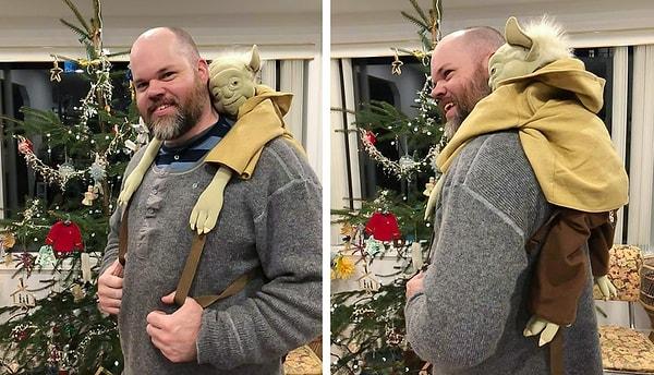 2. "Bu Yoda sırt çantasını bir ikinci el dükkanında buldum. Şimdi kocam Luke Skywalker gibi koşuşturuyor evin içinde."