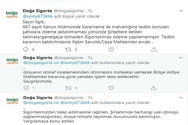 Sigorta şirketi: KHK ile malvarlığına tedbir konulan kişilere ödeme yapılmaması konusunda genelge iletildi
