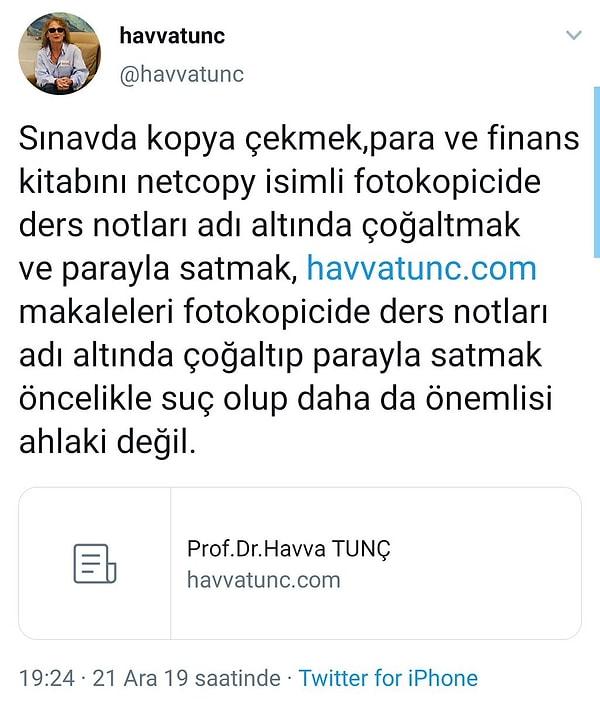 Gençleri açık biçimde tehdit ettiği iddia edilen Prof. Dr. Havva Tunç'un paylaşımlarına ve sınav için kitap getirmeyi zorunlu tutmasına epey tepki geldi.