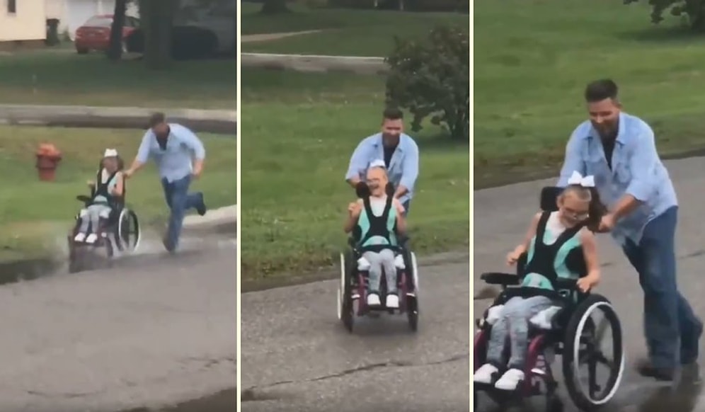 Engelli Kızıyla Yağmur Sularında Oynayan Bir Babanın Muhteşem Görüntüleri