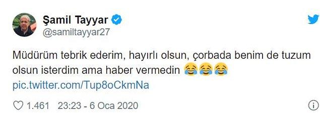 AKP eski Gaziantep Milletvekili Şamil Tayyar, İnal'ın mesajını alıntılayarak esprili şekilde paylaştı.