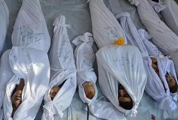 41. Ghouta'da sinir gazı ile öldürülen aktivistlerin bedenleri. Yıl 2013.