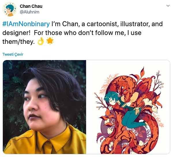 "Nonbinary'yim, ben Chan, cartoonist, illüstratör ve tasarımcıyım."