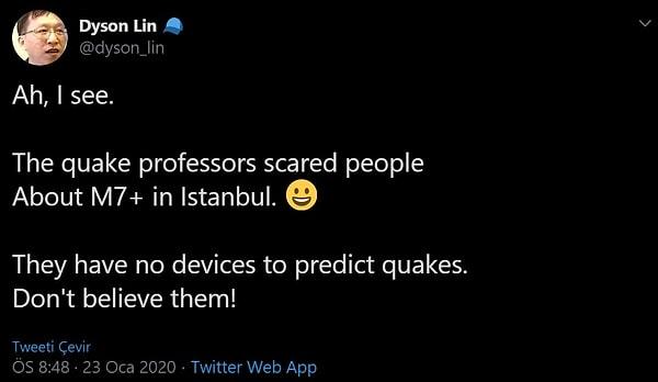 Korkulan İstanbul depremi hakkında ise şöyle bir yorumu bulunuyor kendisinin: