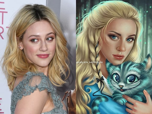 Золотистые волосы Лили Рейнхарт идеально подходят для этого рисунка "Алиса в Стране Чудес".