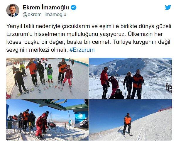 Ardından ise yarıyıl tatili için Erzurum'a geçtiğini Twitter hesabından paylaştığı görsellerle duyurdu.
