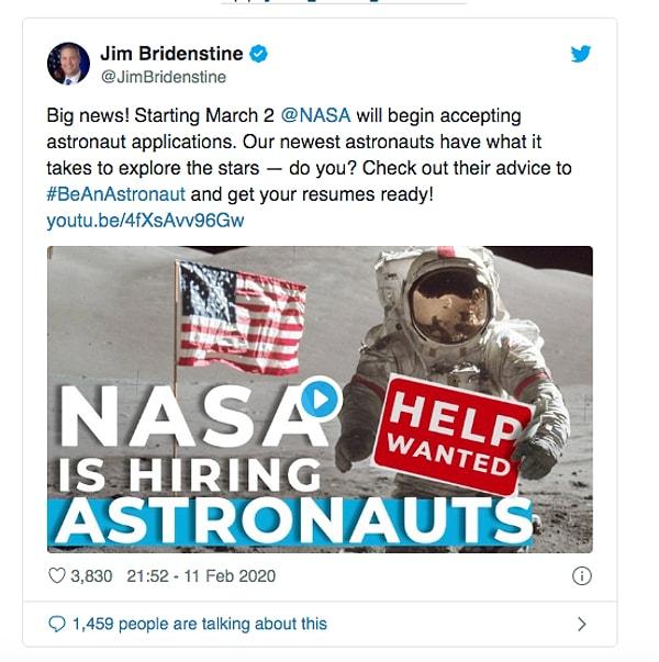 Geçtiğimiz günlerde NASA, astronot eğitim kısmını genişletmek istediğini açıklayan resmi bir paylaşım yaptı.