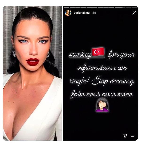 2. İş İnsanı Emir Bahadır ile aşk yaşadığı iddia edilen dünyaca ünlü manken Adriana Lima, Türklere bir mesaj gönderdi: "Bekarım"