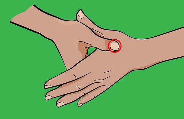 7. Точка между пальцами на руках.