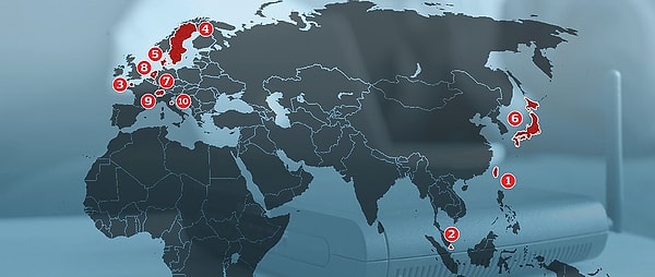 Listenin en sonunda ise 0,38 mbps hızla Yemen yer alıyor