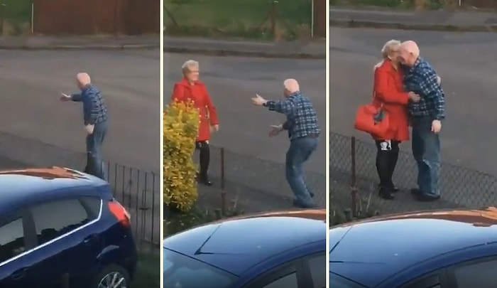 Eve Gelen Eşini Sokakta Muhteşem Bir Şekilde Karşılayan Eğlenceli Adam!