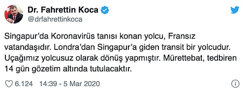 Sağlık Bakanı Koca'dan 'THY Uçağında Koronavirüs' Açıklaması: 'Mürettebat 14 Gün Gözetim Altında Tutulacak'