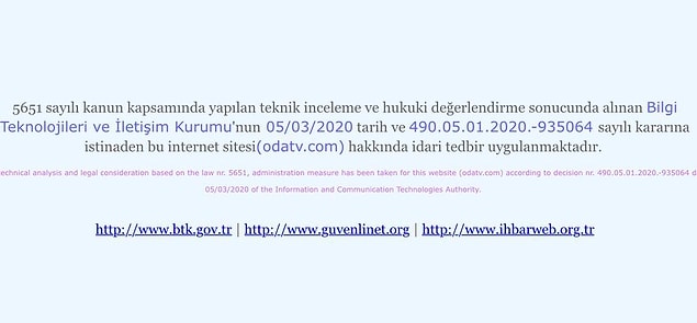 İşte erişim engeli yazısı: