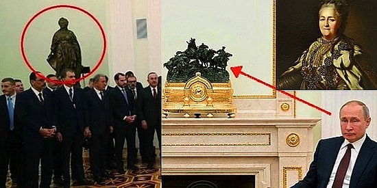 Putin Erdoğan Görüşmesinde Kameralara Yansıyan Katerina Heykeli Mesaj mı İçeriyor?