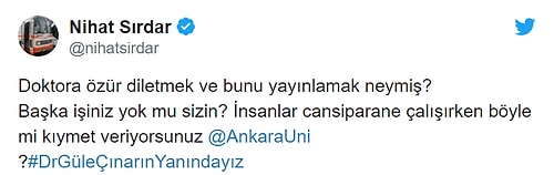 Ankara Üniversitesi'nin İnceleme Başlattığı 'Koronavirüs Uyarısı' Yapan Doktora Destek: #DrGüleÇınarınYanındayız