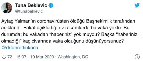 Başhekimlik'ten Aytaç Yalman Açıklaması: 'Koronavirüs Nedeniyle Öldüğü Kanaati Oluşmuştur'