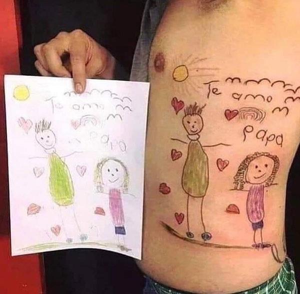 12. Kızını kazada kaybeden bu adam, kızının ona verdiği ve üzerinde "seni seviyorum baba" yazan son resmi vücuduna dövme yaptırmış...