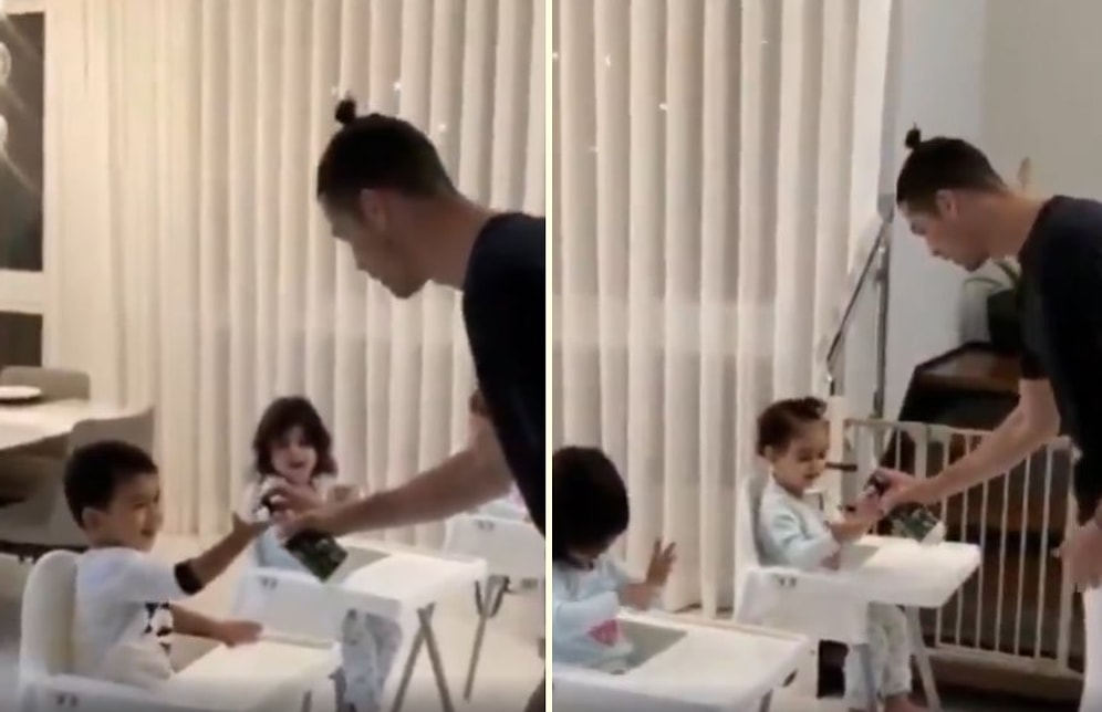 Çocuklarına Hijyenin Önemini Anlatan Cristiano Ronaldo, 'Evde Kal' Mesajı Verdi