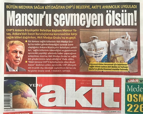 Mansur Yavaş Yeni Akit'e Sağlık Kiti Göndermeyince Akit'in Gazeteye Attığı Manşet Bomba Etkisi Yarattı