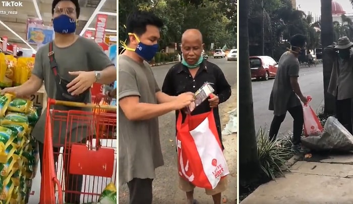 Satın Aldığı Ürünleri İhtiyaç Sahiplerine Dağıtan Güzel İnsan