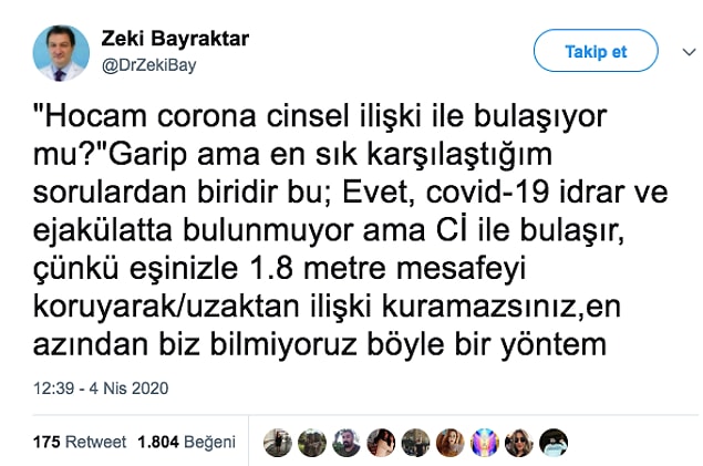 İstanbul Medipol Üniversitesi Tıp Fakültesi Öğretim Üyesi, Ürolog Prof. Dr. Zeki Bayraktar hocamız, kendisine son zamanlarda en sık sorulan soruya böyle cevap verdi.
