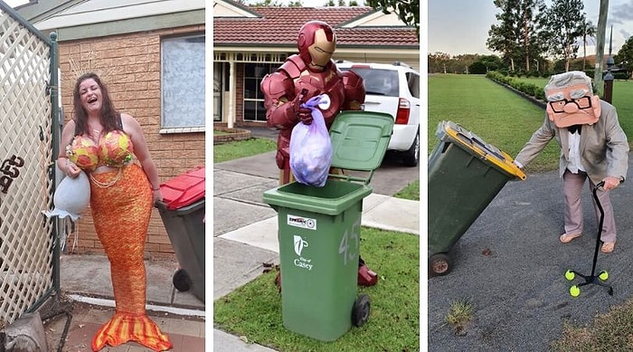 30 австралийцев, которые вырядились в свои лучшие наряды, когда поняли, что смогут выходить на улицу лишь для того, чтобы вынести мусор