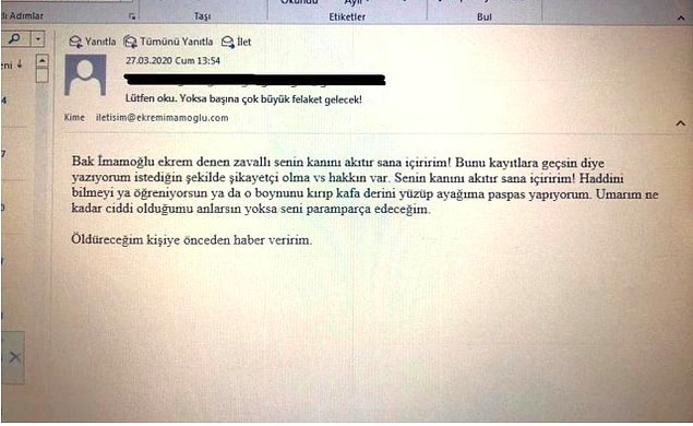 İşte o mesaj: